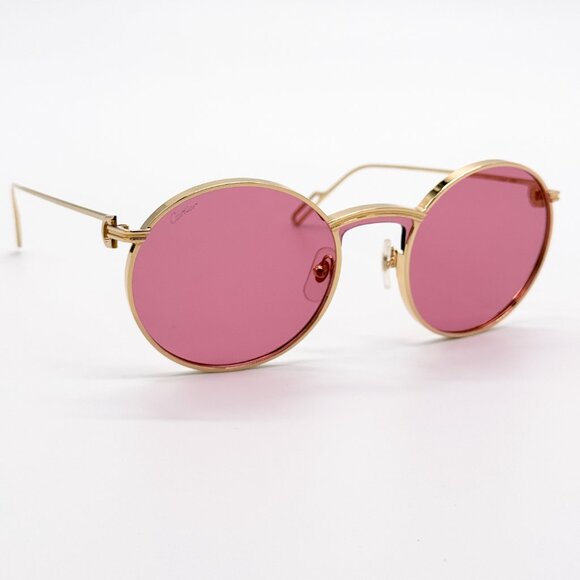 NEW CARTIER CT0274S 003 WOMEN GOLD/PINK ROUND SUNGLASSES - Picture 1 of 11